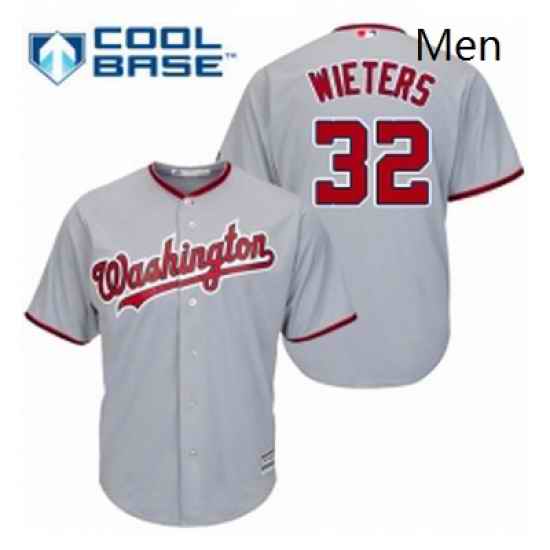 Mens Majestic Washington Nationals 32 Matt Wieters Replica Grey Road Cool Base MLB Jersey